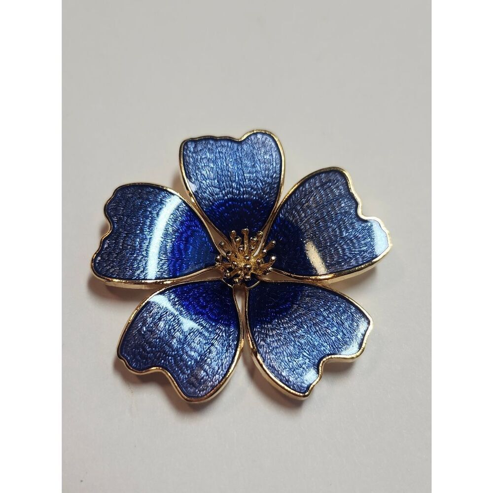 Fish Fine Enamels Blue Forget-Me-Not Enamel Brooch (Fish Enterprises Ltd)